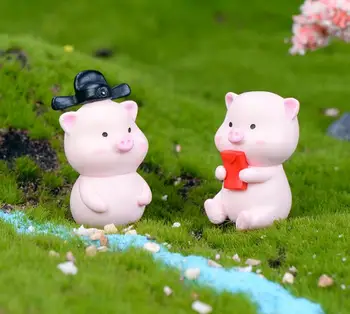 6pcs/set 2019 porc anul Mascota Drăguț Avere porc de Plastic Ambarcațiuni Miniaturi DIY Mini Mic Ornament Model Figura Jucării pentru copii cadouri