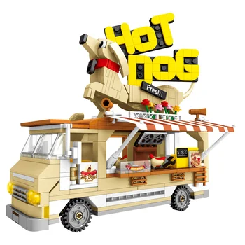 511pcs Oraș la Gratar Hot Dog Camion de Model Blocuri Prieteni Camping Car Cifre Cărămizi Jucarii Educative pentru Fete