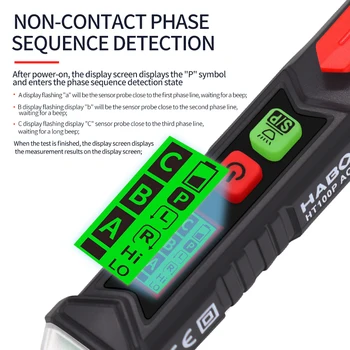 HT100 de Înaltă calitate Inteligente non-contact detector de tensiune ecran LCD cu trei faze de rotație indicator tester de Tensiune de Test creion