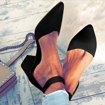 Femei pompe bloc tocuri sexy sandale de curea cataramă a subliniat toe doamnelor pantofi de dimensiuni mari chaussure femme zapatos mujer