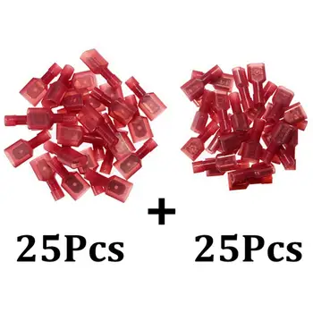50pcs Roșu de sex Feminin & Masculin Izolate Sârmă de Sertizare Terminale Conectori Kit de Cabluri Spade