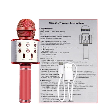 WS-858 Bluetooth Wireless cu Microfon Handheld Karaoke Microfon USB Mini Acasă KTV Muzică, Joacă, Cântă și Vorbitor Player