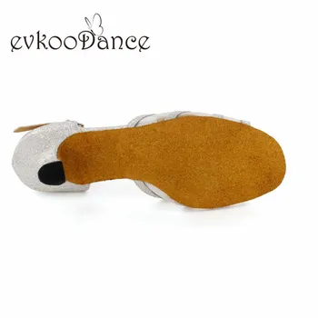 Evkoodance Pantofi de Dans Alb Lucios Cu Plasă de 6cm Inaltime Toc Femei latină Pantofi de Dans Profesionist Evkoo-516