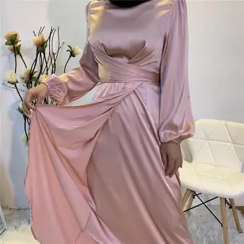 Musulman Cu Rochii De Mătase, Satin Cardigan Hijab Rochie Kimono Vestidos Robă Lungă, Rochii Tunica Jubah Ramadan Eid Arabe Cult Islamic