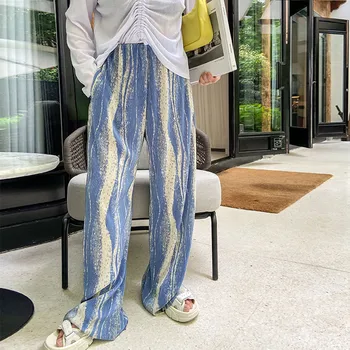 Gagaok Femei Streetwear Full Lungime Pantaloni De Vară 2020 Nou Elastic Talie Înaltă Direct Tie Dye Liber Casual Harajuku Sălbatice Pantaloni