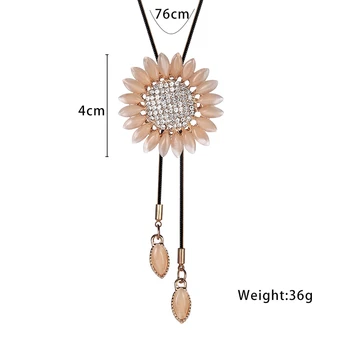 Cristalul Coliere Lungi Pentru Femei Bijuterii 2020 Moda Opal Floarea Soarelui Cravată Coliere & Pandantive Lanț Pulover Collier Bijuterii