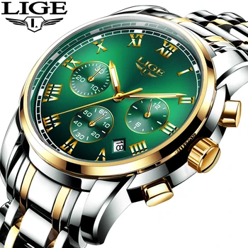 Moda Noua Mens Ceasuri LIGE Design Clasic Verde de Apelare de Afaceri Ceas Bărbați Impermeabil Plin de Oțel Cuarț ceas Relogio Masculino