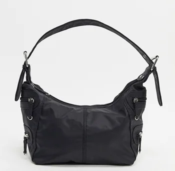 Moda pentru femei geanta baguette mici nailon geantă de umăr negru pentru femei vintage geanta casual de primavara-vara r2655