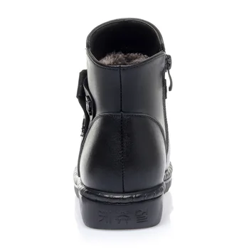 Noul Negru Complet Casual Piele Cizme de Iarna pentru Femei Cizme Toc Plat Confortabil Pantofi de Pluș Cald / Lână Zăpadă Cizme Glezna Cizme