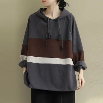 Supradimensionate Hoodies Femei Toamna Liber Tricou Casual Nou 2020 Coreeană Stil Patchwork Harajuku Femeie Cu Glugă Pulovere P1280