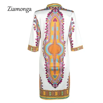 Ziamonga 3XL Plus Dimensiune Haine Africane Dashiki Rochie Pentru Femei Casual Rochie de Vara Hippie Imprimare Dashiki Boho Dress Halat de Femme