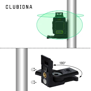 CLUBIONA MD08G germană diodă Laser 3D Verde cu Laser de Nivel cu 2 x 360 separate de linii de lucru și 5200mah baterie cu litiu