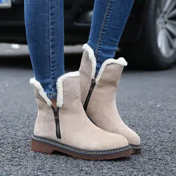 Femei cizme 2021 noua moda de înaltă calitate din piele pantofi femei cizme de zăpadă de iarnă de înaltă calitate de pluș cald glezna cizme pentru femei pantofi