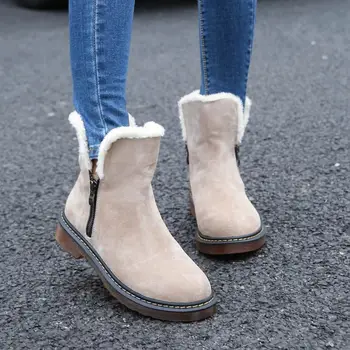 Femei cizme 2021 noua moda de înaltă calitate din piele pantofi femei cizme de zăpadă de iarnă de înaltă calitate de pluș cald glezna cizme pentru femei pantofi