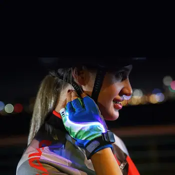 Nici unul Adult, Unisex Led Luminos LED Jumătate Degetul Mănuși de Ciclism Anti-derapare 70 de ore de Semnalizare de Echitatie biciclete Mănuși