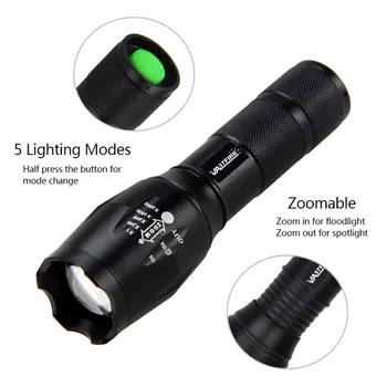 Super-Luminos 5000LM XML T6 LED-uri Roșu/Verde Armă de Lumină 1 Modul Militare Tactice cu Zoom Lanterna de Vanatoare Camping Arma Linterna