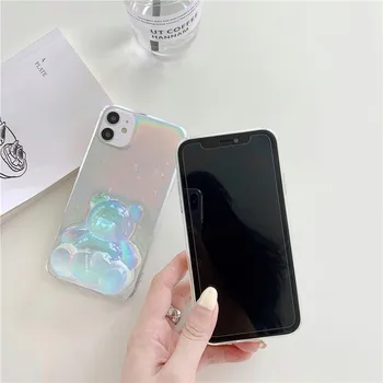 Drăguț clar bling 3D crystal bear Telefon Caz Acoperire Pentru Iphone X 11 pro Xs Max Xr 10 8 7 Plus SE 4.7 Lux moale fata Coque Fundas