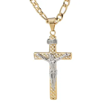 Witaya Isus Crucea Pandantiv Colier cu Lanț de Aur din Oțel Inoxidabil Gol Religioase Cruce Pandantive & Coliere pentru Bărbați Bijuterii
