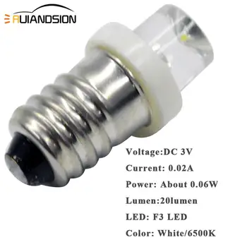 10buc alb E10 F3 DC 3/6/12V LED Șurub de Bază Indicator de Bec Mini Avertizare de Automobile instrument lampa Lățime Semnal de Lumină