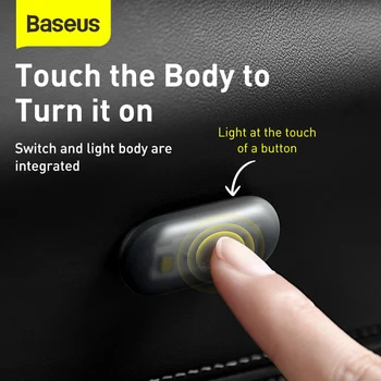 Baseus 2 buc Auto Lumina de Interior Magnetic Mini Lampă de Lectură Auto Touch Lumina de Noapte Acoperiș Masina Plafon Lampă Auto Accesorii de Iluminat