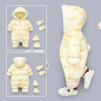 OLEKID 2020 rusă Iarna pentru Copii Salopetă cu Glugă Plus Catifea Cald Nou-născut Copil Snowsuit Fete Salopete Salopeta Bebelus Băieți