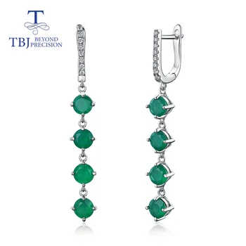 TBJ,Lung de Piatră prețioasă cercel 4ct naturale agat verde rotund 5 mm argint 925 bijuterii fine pentru fete soția partid cadou