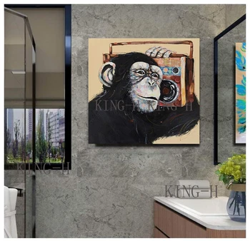 Vanzarea de mână-pictat pictura ulei animale minunate mișcare maimuță cutit de pictura podoabă dormitor hol de hotel nu camera copiilor s