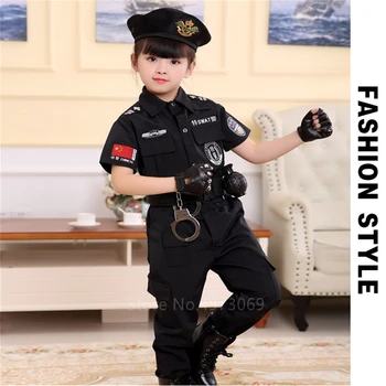 Poliția rutieră Polițist Costume Cosplay pentru Copilul Băieți Carnaval de Halloween Fancy purtat uniforma Militară Cadou de Ziua de nastere