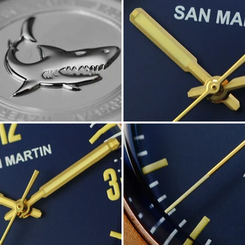 San Martin Nouă de Bronz Cusn8 Ceasuri Automate Scufundări Ceas de Sticlă de Safir Bărbați Ceas Mecanic Relojes Rezistent la Apă