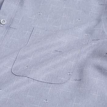 Moda barbati Maneca Lunga Scrisoare de Tricouri Imprimate Singur Patch-uri de Buzunar Confortabil Fibre de Bambus Standard-fit Casual Cămașă în Carouri