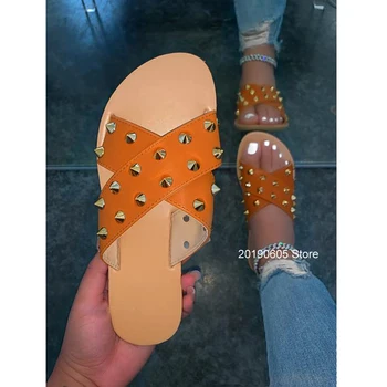 2021 Vara Noi Femei Sandale Plate Papuci de Moda Nit Deget de la picior Deschis în aer liber, Plajă Pantofi pentru Femei Plus Dimensiune 43