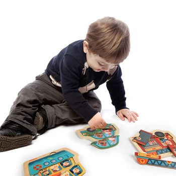 MiDeer 5pcs Puzzle-uri din Lemn Jucărie Cognitive Trafic Puzzle Joc Educativ pentru Copii din Lemn Jucarie Copii Puzzle 1-2Y Cadou pentru Copil