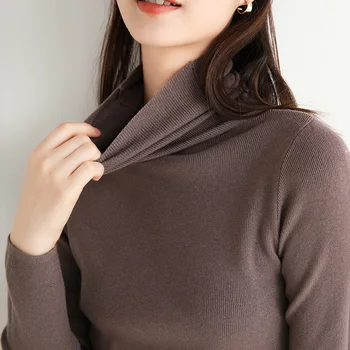 Guler negru pulovere pentru femei de iarnă cald pulover tricot elastic slim sexy basicshirt clasic topuri scurte de sex feminin pulover