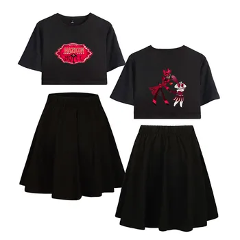 Anime Hazbin Cosplay Hotel Costum tricou, Fusta, Costume Femei Charlie Alastor Uniformă T-shirt Cămașă Rochie din Două piese Fete Tees