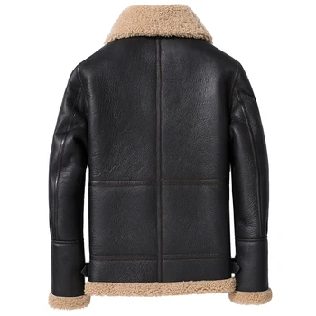 SANI 2020 Noua Moda de Sus piele de Oaie de Calitate Blana Shearling Jacket Black Gros Piele naturala Slim Cald Iarna Haină de Blană Real