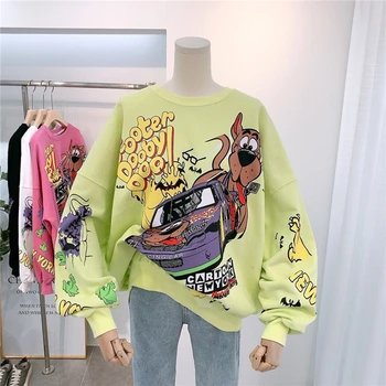 Femei Hoodies Toamna Anului 2020 De Desene Animate Amuzante Și Câinele Imprimare Tricou Supradimensionat Streetwear Jachete Hip Hop Cool Pulover Topuri.: