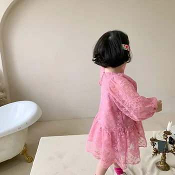 Fete Dantelă Rochie De Printesa De Moda De Primăvară 2021 Copii Îmbrăcăminte Copil Fata De Broderie Maneca Lunga Rochie Cu Vesta Interioara