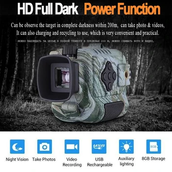 Portabil Mini Infrarosu Digital Dispozitiv de Noapte Viziune Monoculară Vânătoare domeniul de Aplicare DVR Camera Video cu Card de 8GB pentru o Zi de Vânătoare de Noapte