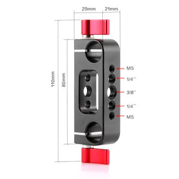 BGNING 15mm Feroviar Dual Tijă Prindere 1/4 3/8 Fir Roșu Buton pentru DSLR Rig Camera Cage placa de bază Follow Focus aparat de Fotografiat