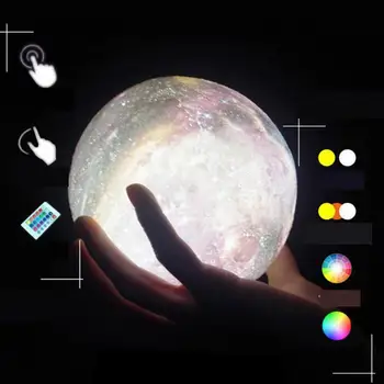 New Sosire Imprimare 3D Star Luna Lampă de Masă Colorate Schimba Touch Home Decor Creativ Cadou Usb Led Lumina de Noapte Galaxy Lampa de Birou