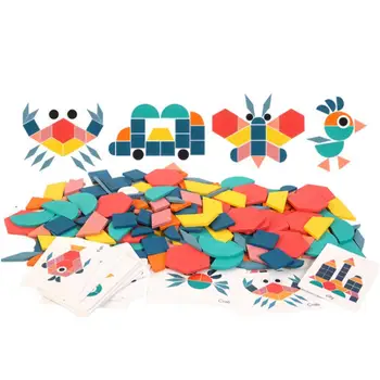 Lemn 180 piese Creative Puzzle Pentru Copii de Educație Timpurie de Puzzle, Puzzle De Diferite Forme Geometrice