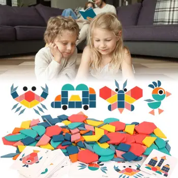 Lemn 180 piese Creative Puzzle Pentru Copii de Educație Timpurie de Puzzle, Puzzle De Diferite Forme Geometrice