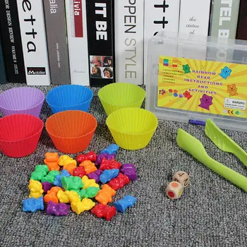 Copiii Montessori Math Jucării Pentru Copii Educative Jucarii De Numărare Ursuleți Cu Cupe Brioșă De Sortare Culoare De Potrivire Joc De Jucărie