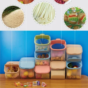 Ne Uscate de Depozitare a Alimentelor Cutie Sigilate Cu măsură dozatoare din Plastic de Bucatarie Cereale Făină Orez Bin Fasole Boabe Recipient Organizator SCI88