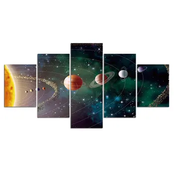 5 Panoul de Planeta Univers Spațiu Poze Panza Pictura Cerul Înstelat Poster de Imprimare Pământ Luna Imagine pentru Camera de zi HomeDecor