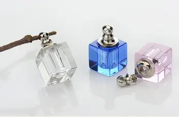 100buc Flacon Cristal Pandantive in miniatura care doresc sticle Cub pătrat ȘURUB CAPAC de sticla de parfum de Orez Farmece bijuterii diy găsirea
