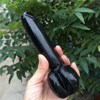 Naturale Obsidian Cristal De Cuarț Mare Penis Artificial