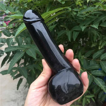 Naturale Obsidian Cristal De Cuarț Mare Penis Artificial