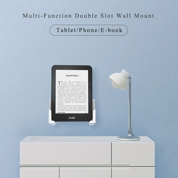 Slot dublu de Bucătărie Montare pe Perete Studiu Dormitor ABS Tablet Stand Depozitare Adeziv Suport de Telefon Unghi Reglabil Domiciliu Stabil