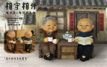 Figuri minunate, Scaun Carte Bunica Bunicul Vechi Cuplu DIY Mini Grădină Zână Ornament Papusa Cuplu Cadou Figurine in Miniatura